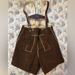 Brown kids lederhosen Shorts with Suspenders
